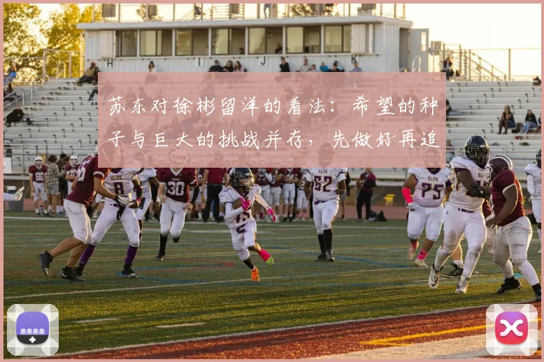苏东对徐彬留洋的看法：希望的种子与巨大的挑战并存，先做好再追求完美